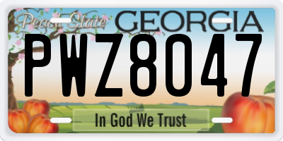 GA license plate PWZ8047