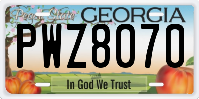 GA license plate PWZ8070