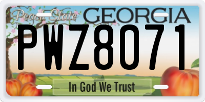 GA license plate PWZ8071