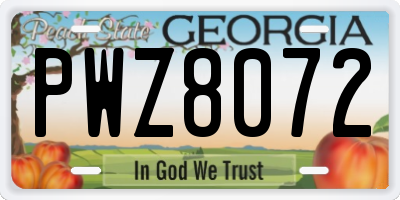 GA license plate PWZ8072