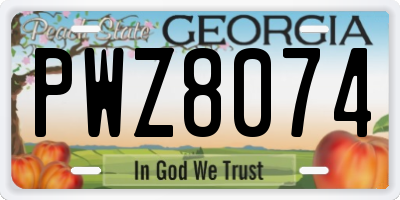 GA license plate PWZ8074