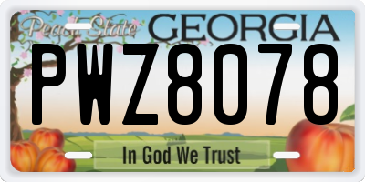 GA license plate PWZ8078