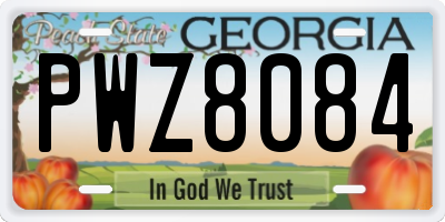 GA license plate PWZ8084