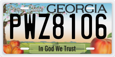 GA license plate PWZ8106