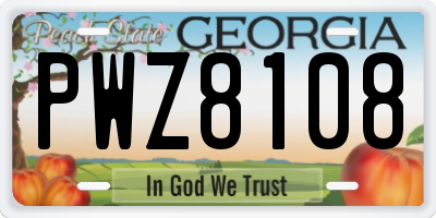 GA license plate PWZ8108