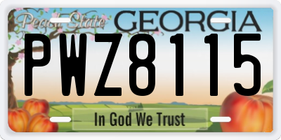 GA license plate PWZ8115