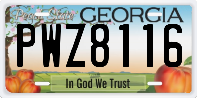 GA license plate PWZ8116