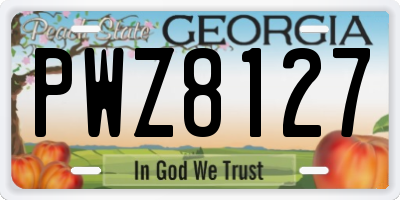 GA license plate PWZ8127