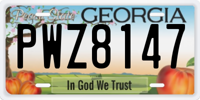 GA license plate PWZ8147