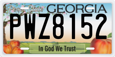 GA license plate PWZ8152