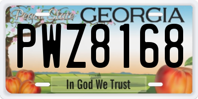 GA license plate PWZ8168