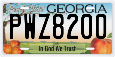 GA license plate PWZ8200