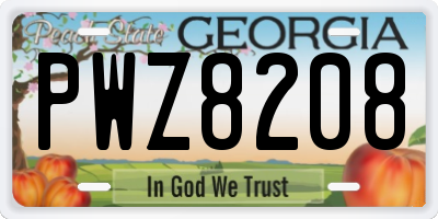 GA license plate PWZ8208