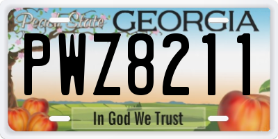 GA license plate PWZ8211