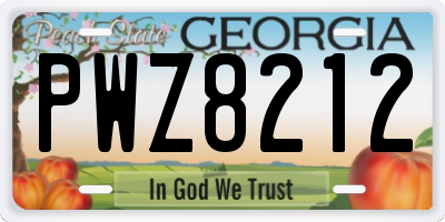 GA license plate PWZ8212