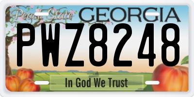 GA license plate PWZ8248