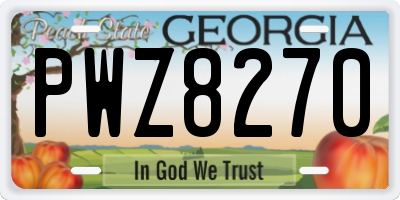 GA license plate PWZ8270