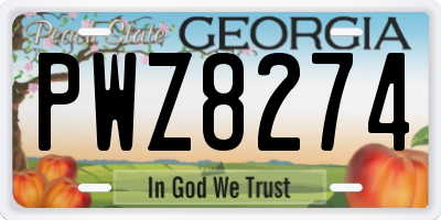 GA license plate PWZ8274