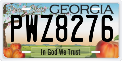 GA license plate PWZ8276