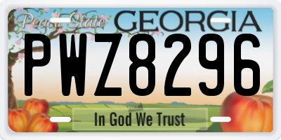 GA license plate PWZ8296