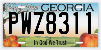 GA license plate PWZ8311