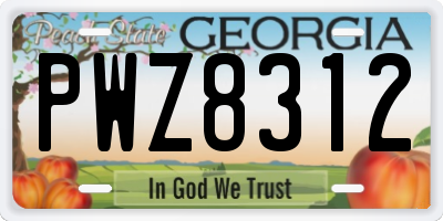 GA license plate PWZ8312