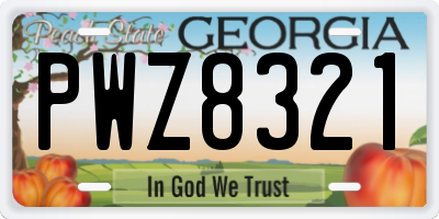 GA license plate PWZ8321