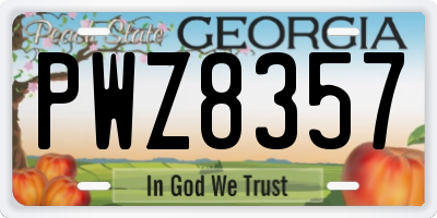 GA license plate PWZ8357