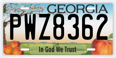 GA license plate PWZ8362