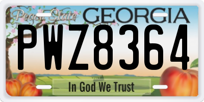 GA license plate PWZ8364