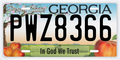 GA license plate PWZ8366