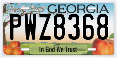 GA license plate PWZ8368
