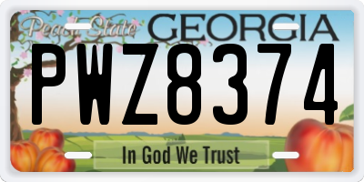 GA license plate PWZ8374