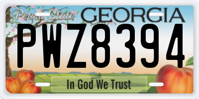 GA license plate PWZ8394