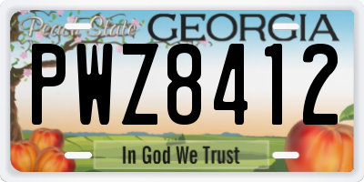 GA license plate PWZ8412