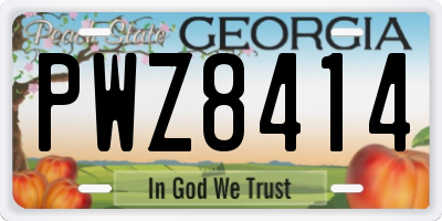 GA license plate PWZ8414