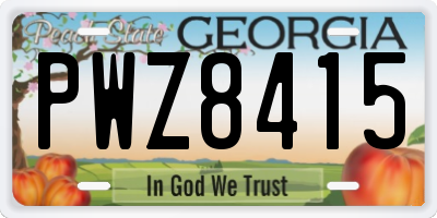 GA license plate PWZ8415