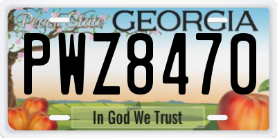 GA license plate PWZ8470