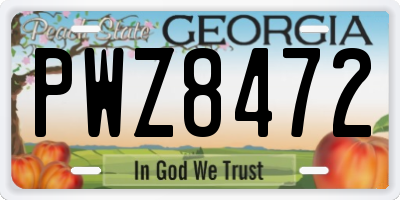 GA license plate PWZ8472