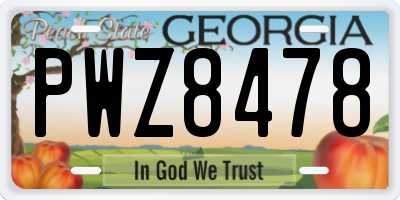 GA license plate PWZ8478