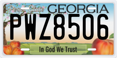 GA license plate PWZ8506