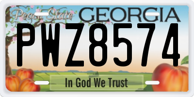 GA license plate PWZ8574