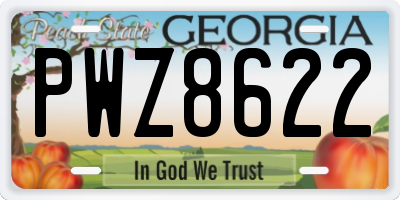 GA license plate PWZ8622