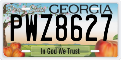 GA license plate PWZ8627