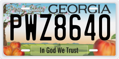 GA license plate PWZ8640