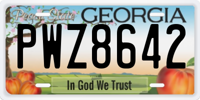 GA license plate PWZ8642