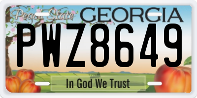 GA license plate PWZ8649
