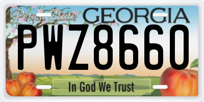GA license plate PWZ8660