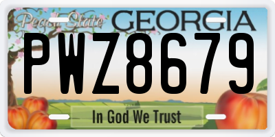 GA license plate PWZ8679