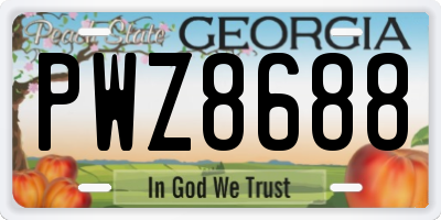 GA license plate PWZ8688
